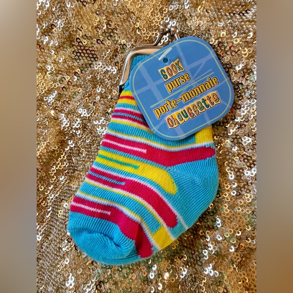 Blue Pink Yellow Stretchy Baby Sock Kiss Lock Change Coin Purse Bag